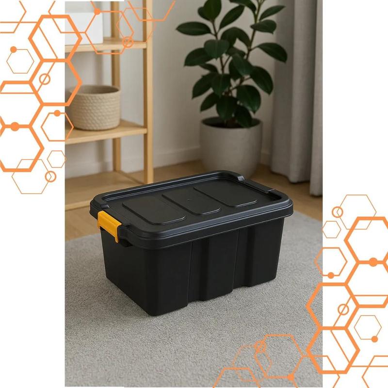 Caixa Organizadora Media Alta 12L Com Tampa Preto Xplast - Caixa